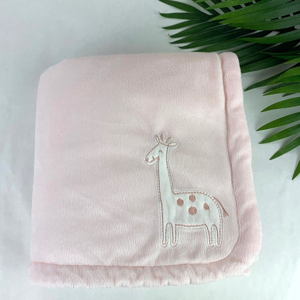 Carters Pink White Giraffe Baby Toddler Blanket Plush Throw Luxe SUPER SOFT!!